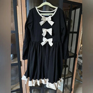 Only Little Once Dress girls tween bows long sleeve formal holidays photos black